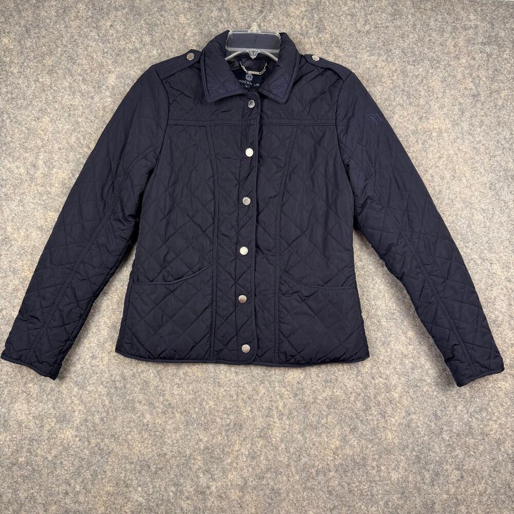 Stockholm Women’s Betty Quilted Jacket Coat Snap Vent Navy Blue Size EU 34 US XS